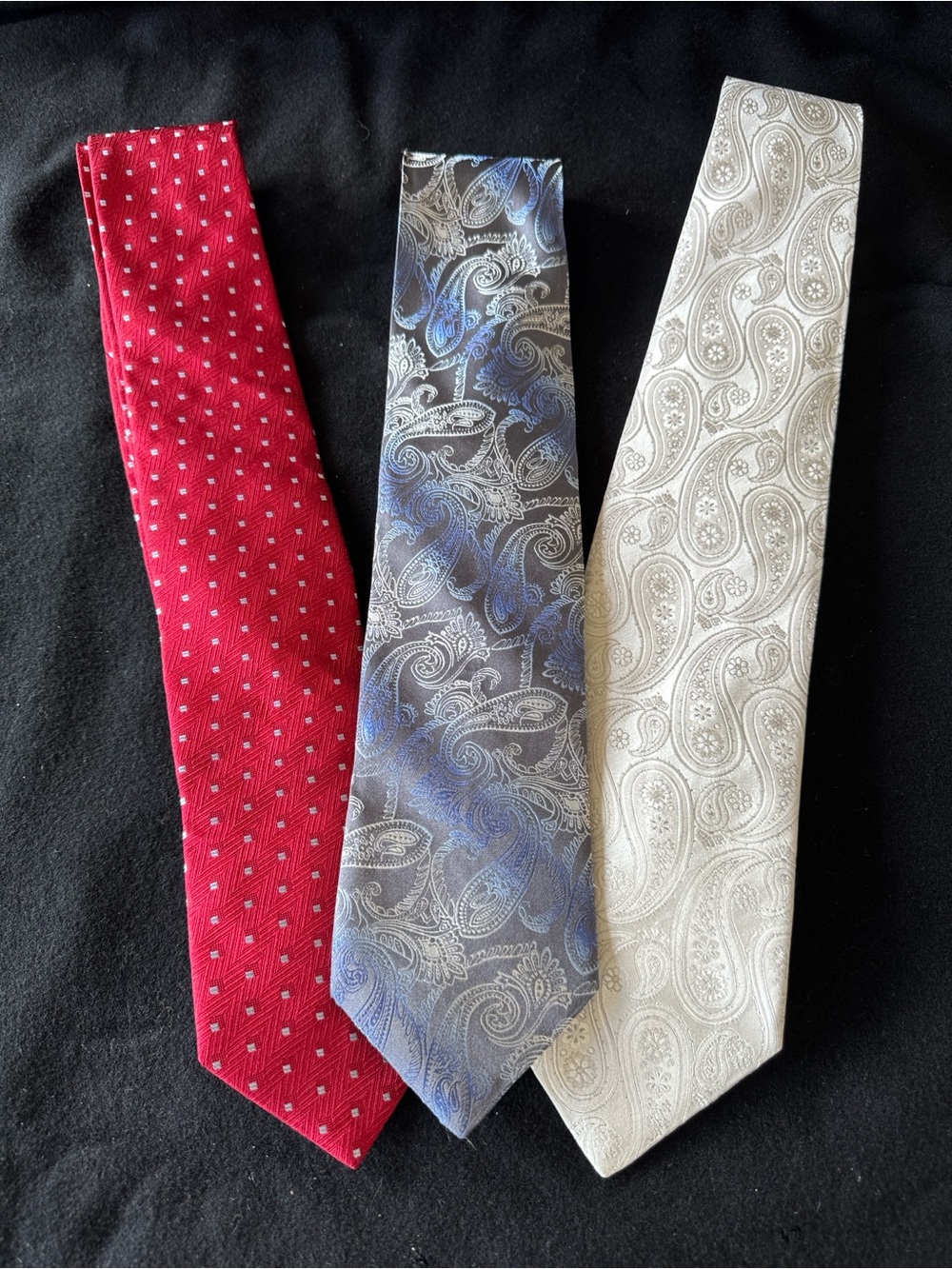 Murano Red, Blue Paisley, and Silver/Gray Paisley Tie Set - Picture 1 of 8